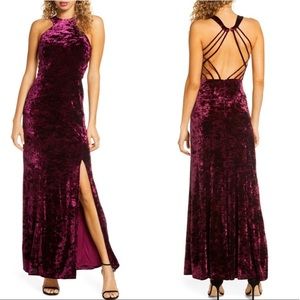MORGAN & CO Cleo Strappy Back Velvet Gown Size 5/6